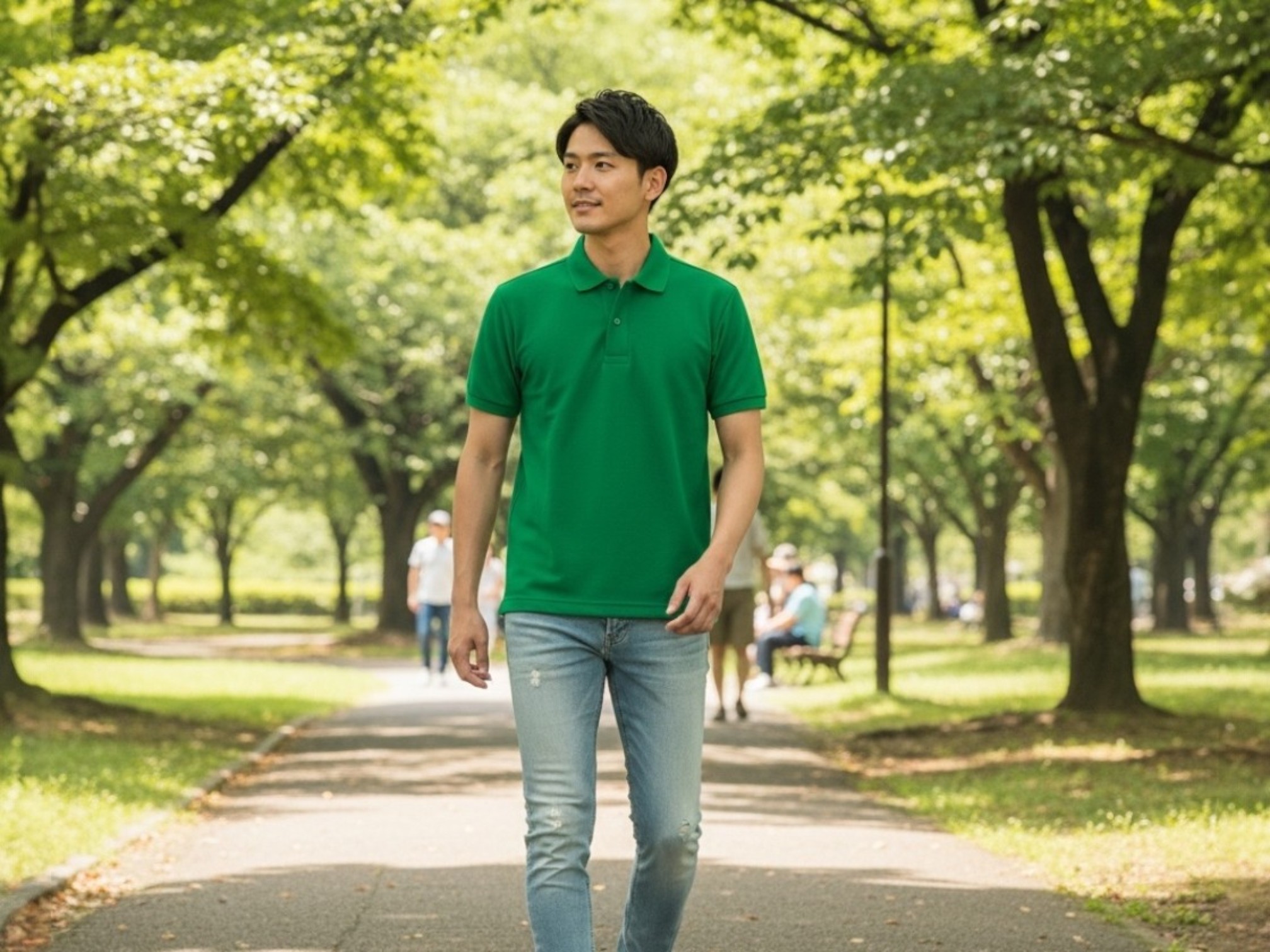 5.8オンスT/Cポロシャツ（ポケ無し）（着用例）