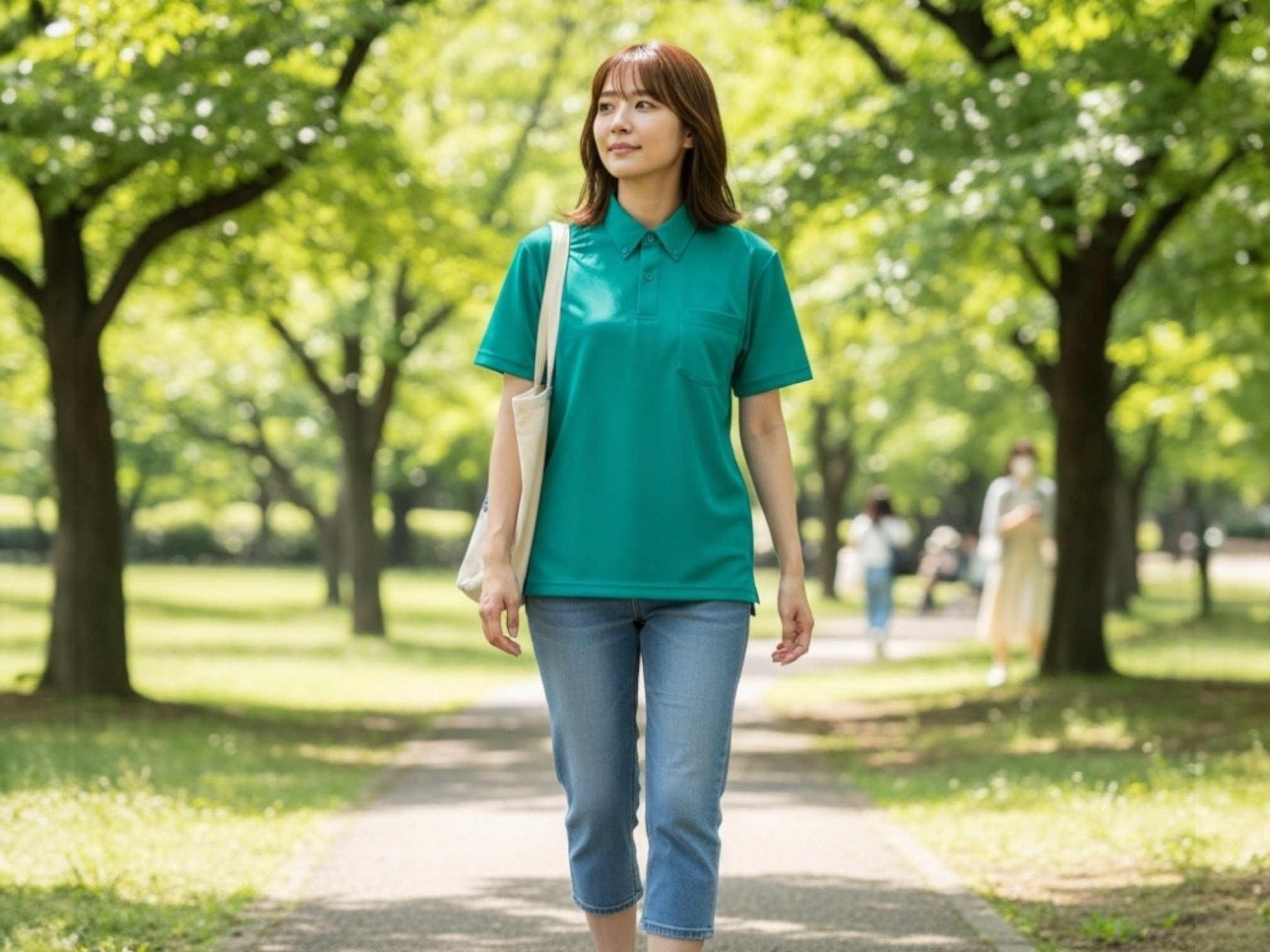 4.4オンスドライボタンダウンポロシャツ（ポケット付）（着用例）