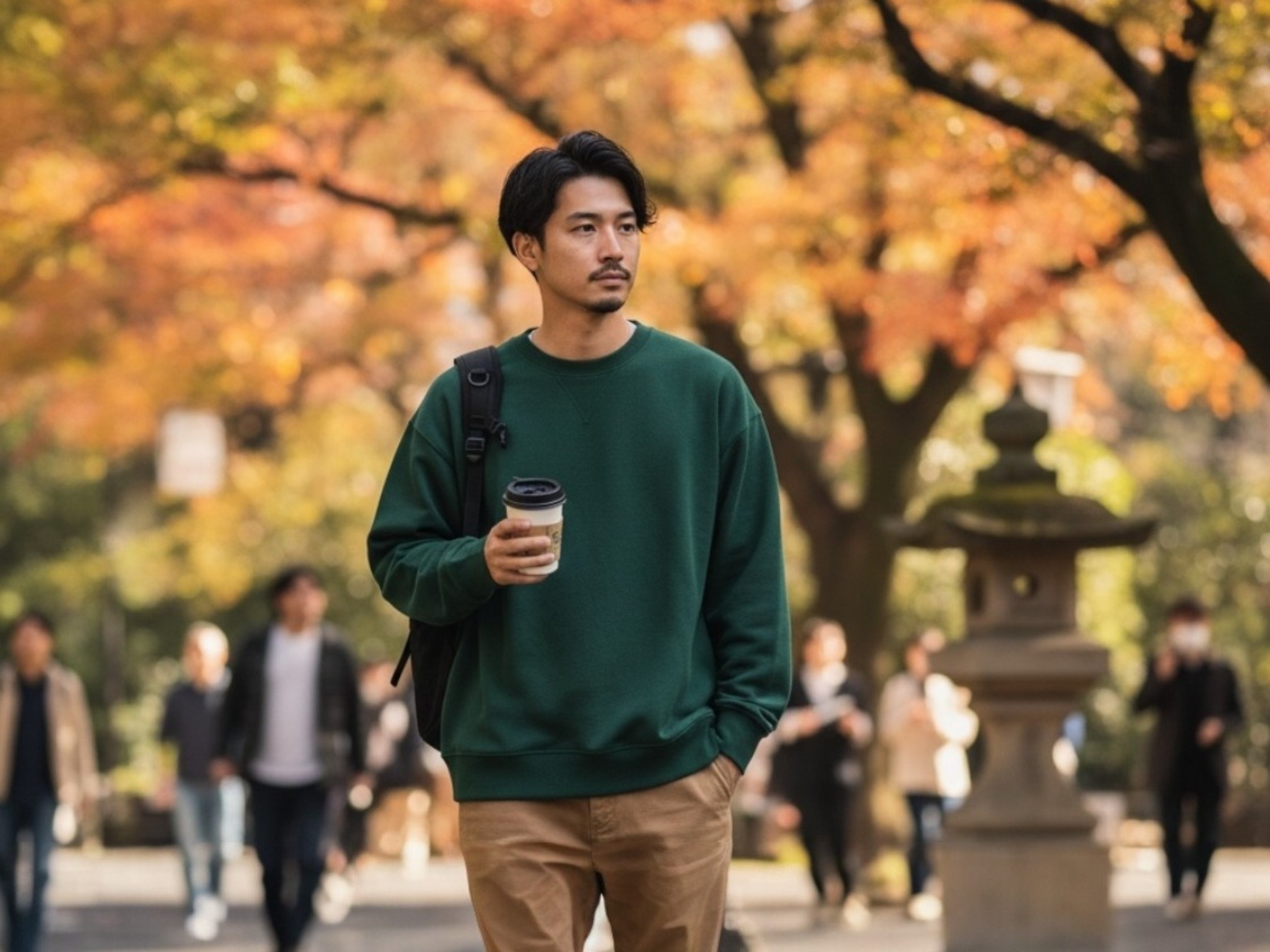 8.4オンスクルーネックライトトレーナー（着用例）