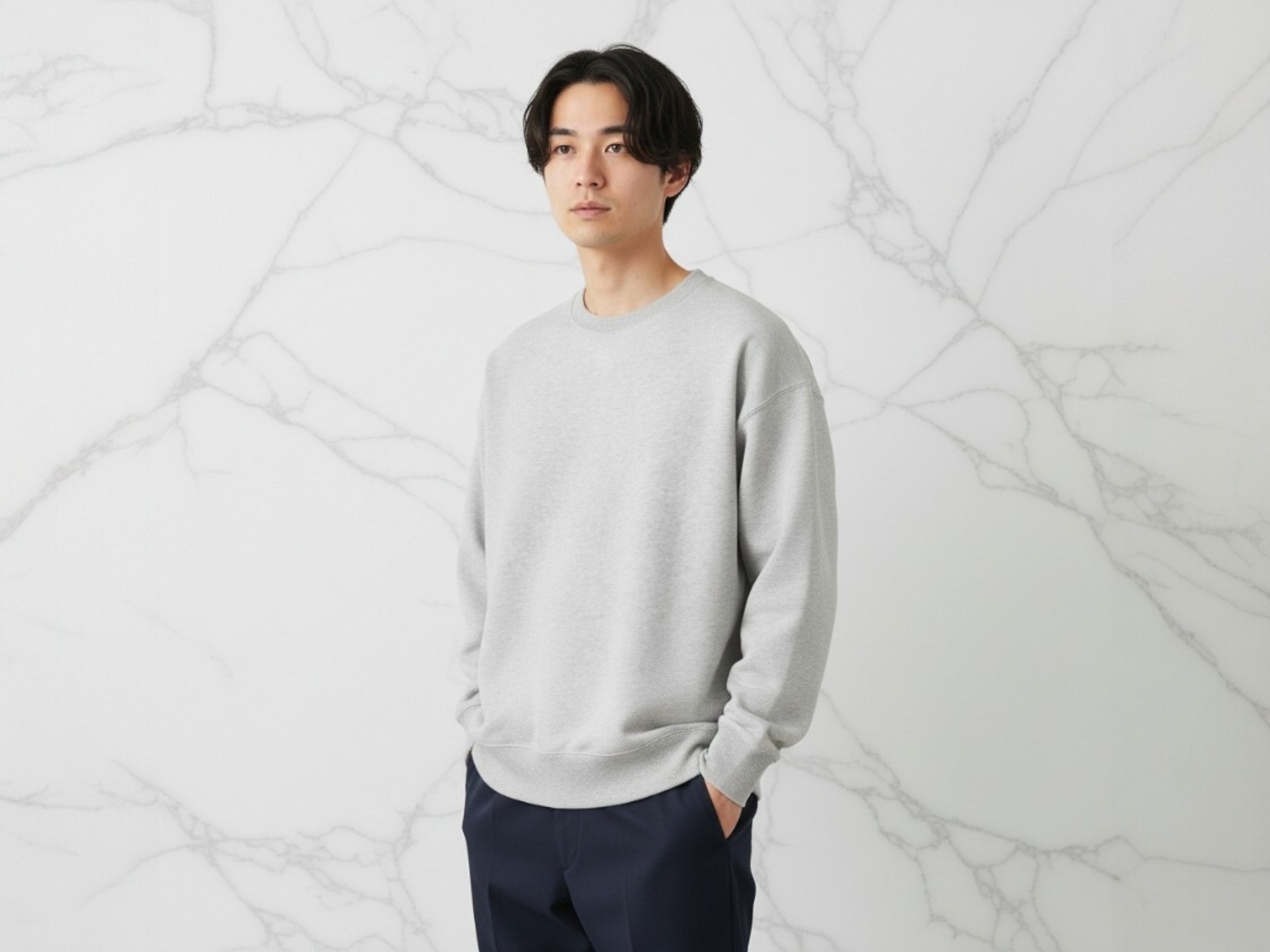 10.0オンス ビッグシルエット クルーネック スウェット（裏パイル）（着用例）