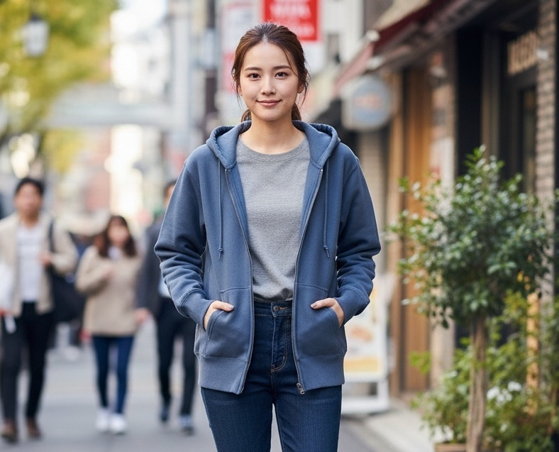 12.7オンス ヘビーウェイト スウェット プルオーバーパーカ（裏起毛）（着用例）